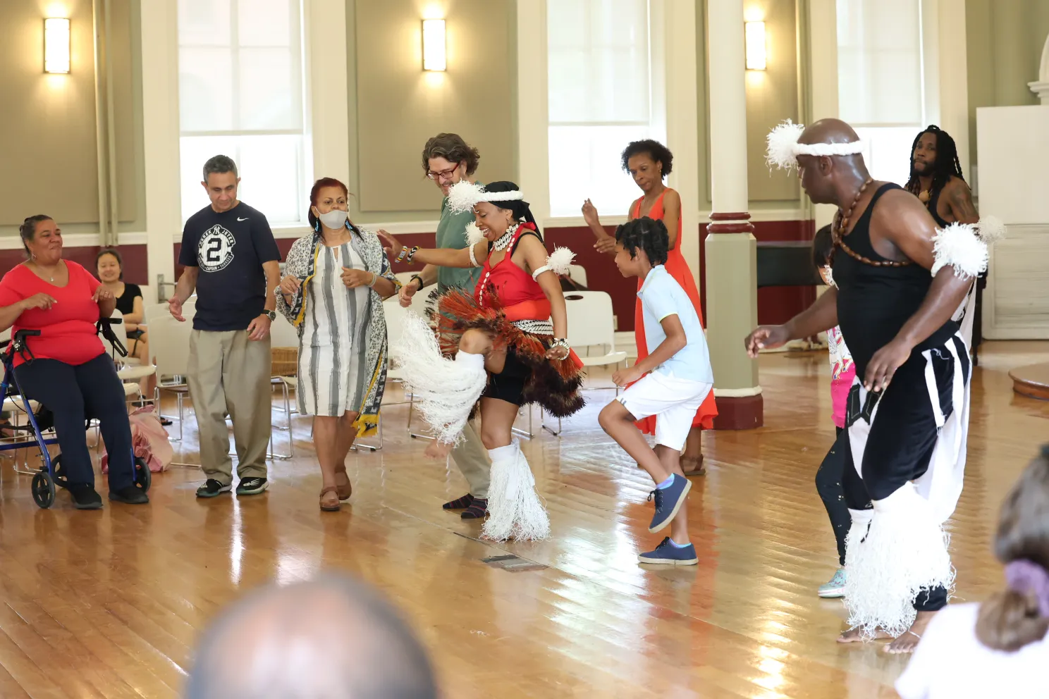 Andoche Loubaki group leading a Congolese dance workshop at College of Mount Saint Vincent Community Day