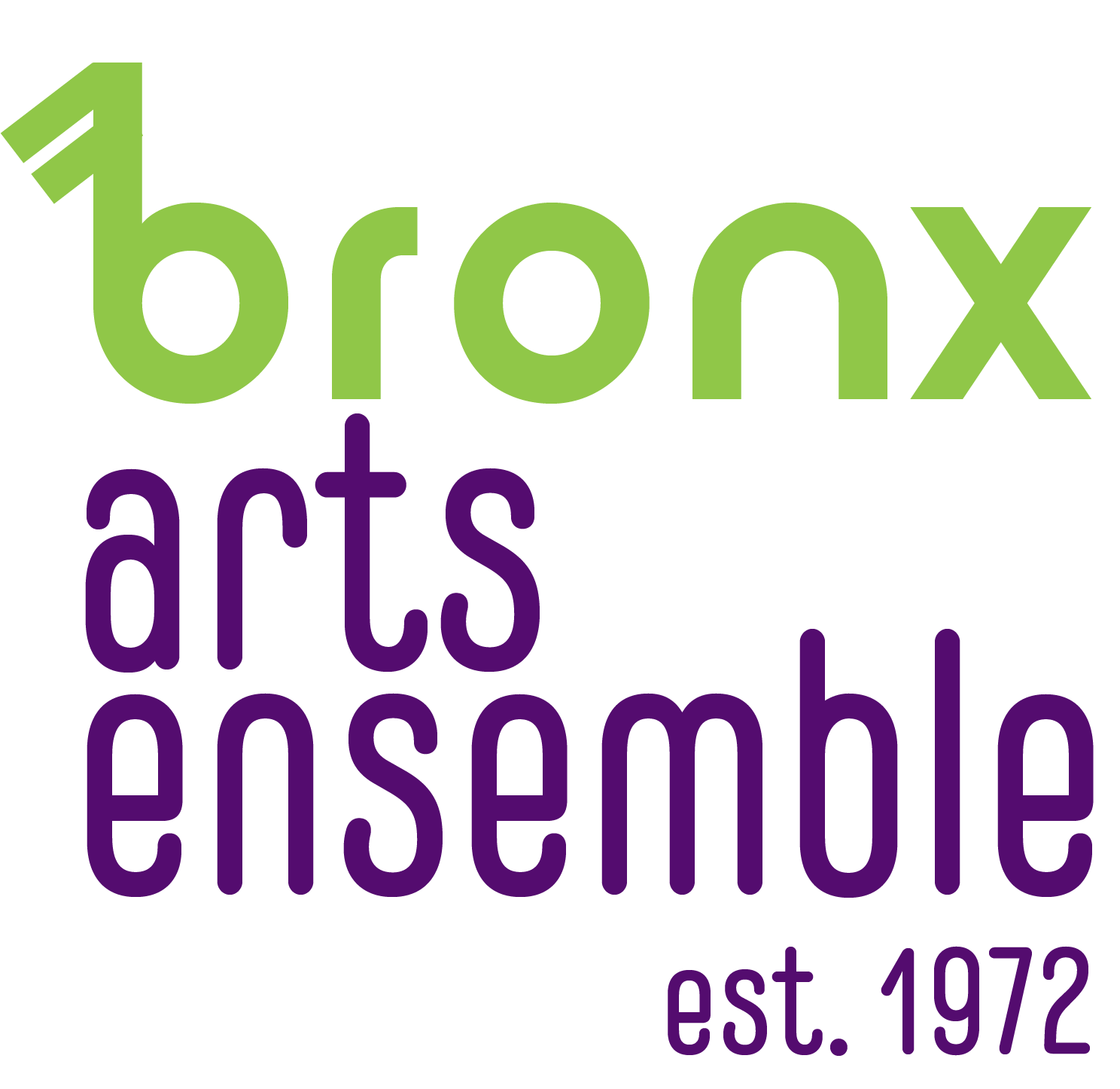 Bronx Arts Ensemble purple and green logo